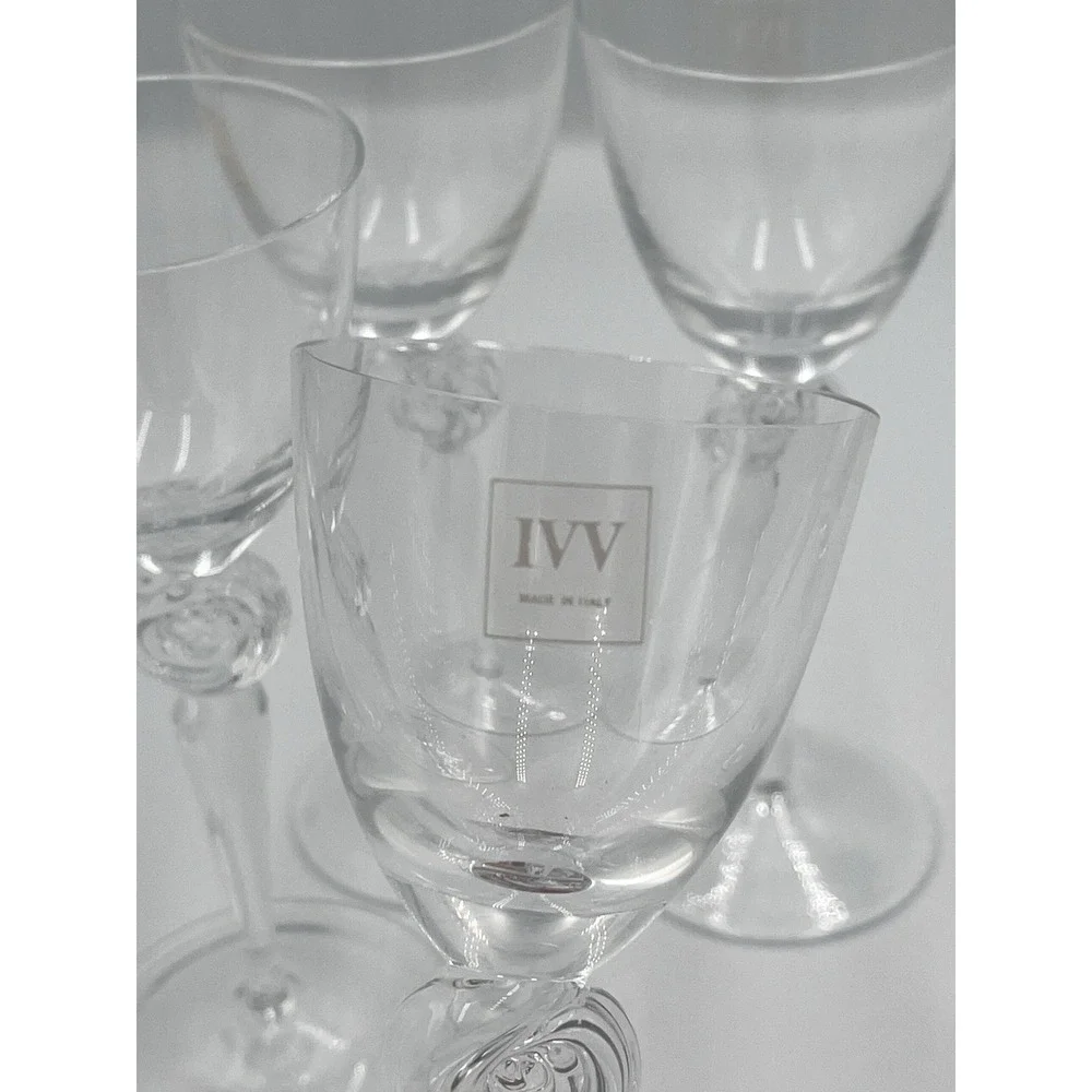 Vintage IVV Italy Grappa Glass Hand Blown Rosette‎ Twist Tear SET of 6 Liqeuer